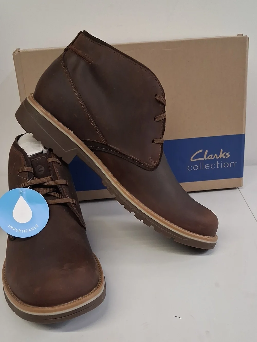 NWT Mens Clark's Morris Peak Waterproof Leather Boots Sz. 11.5
